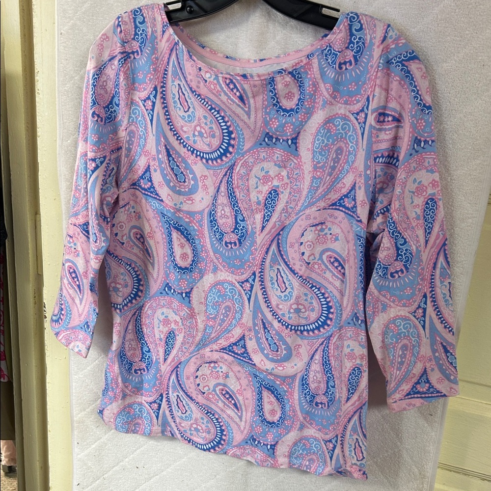 Talbots Pink and Blue Paisley Blouse